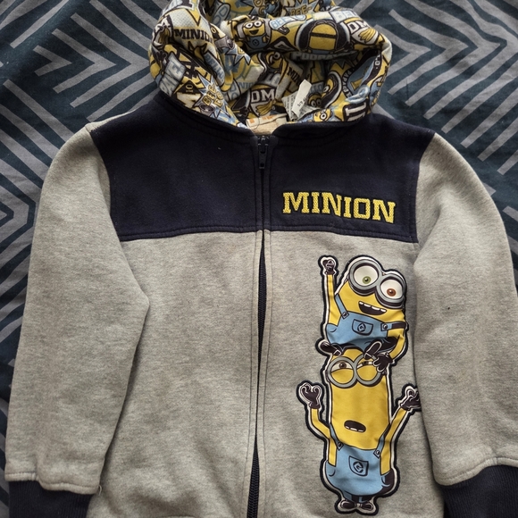 Kids Minion Hoodie - Gray and Yellow - Picture 1 of 3
